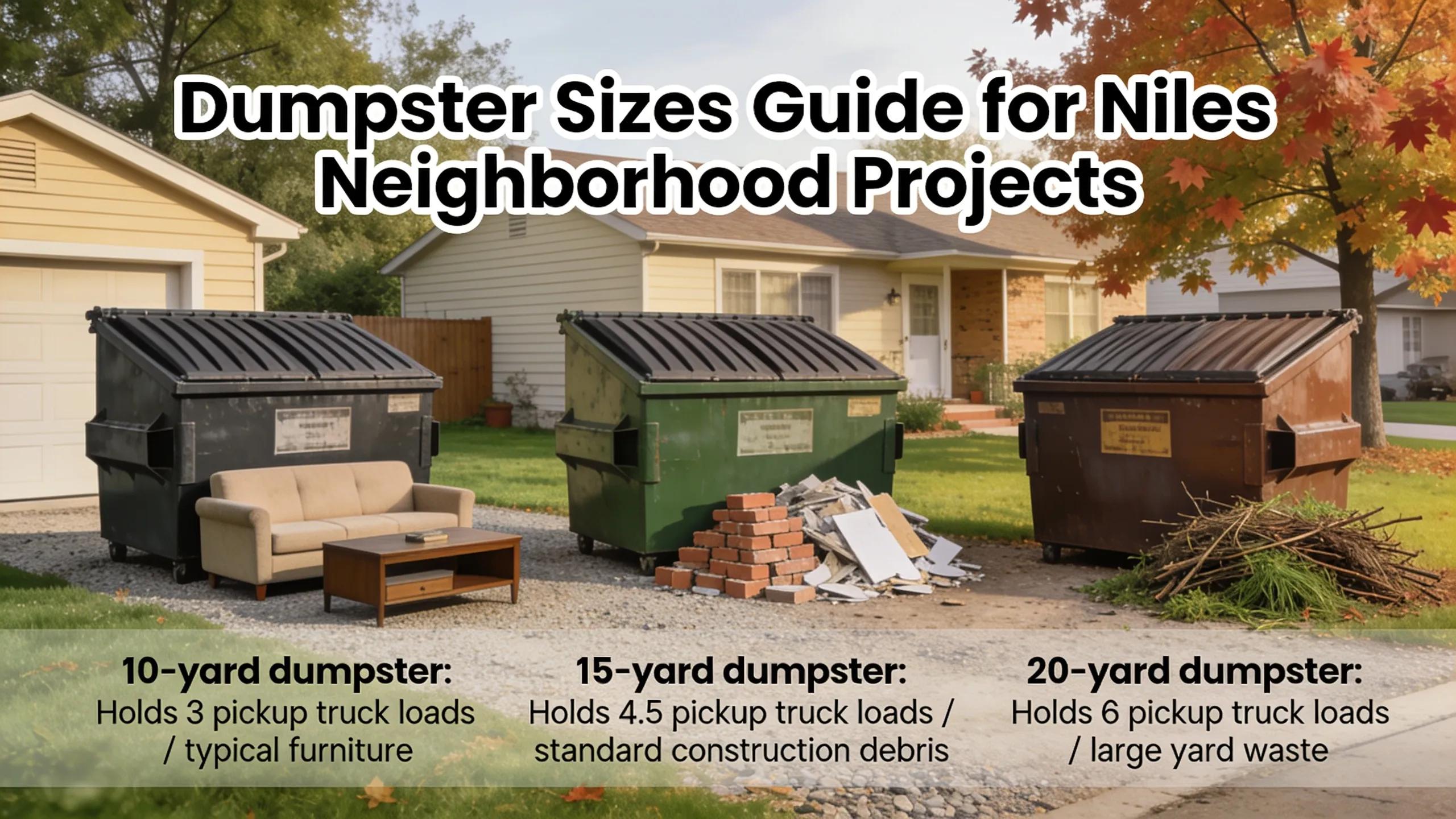 Comparison of dumpster sizes with typical waste items in a Niles, IL neighborhood