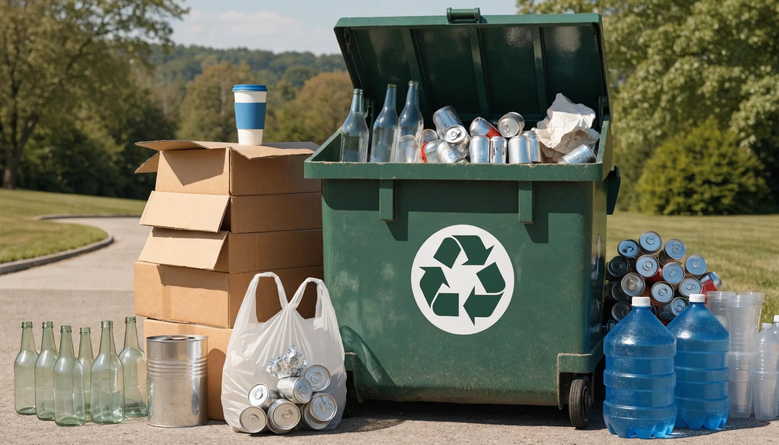 Eco-friendly dumpster with recyclable materials in Barrington Hills, IL