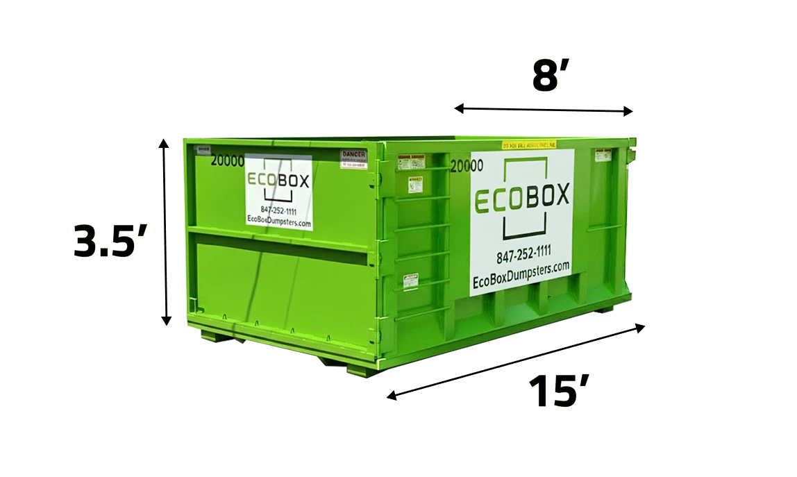 10 Yard Dumpster dimensions and capacity illustration