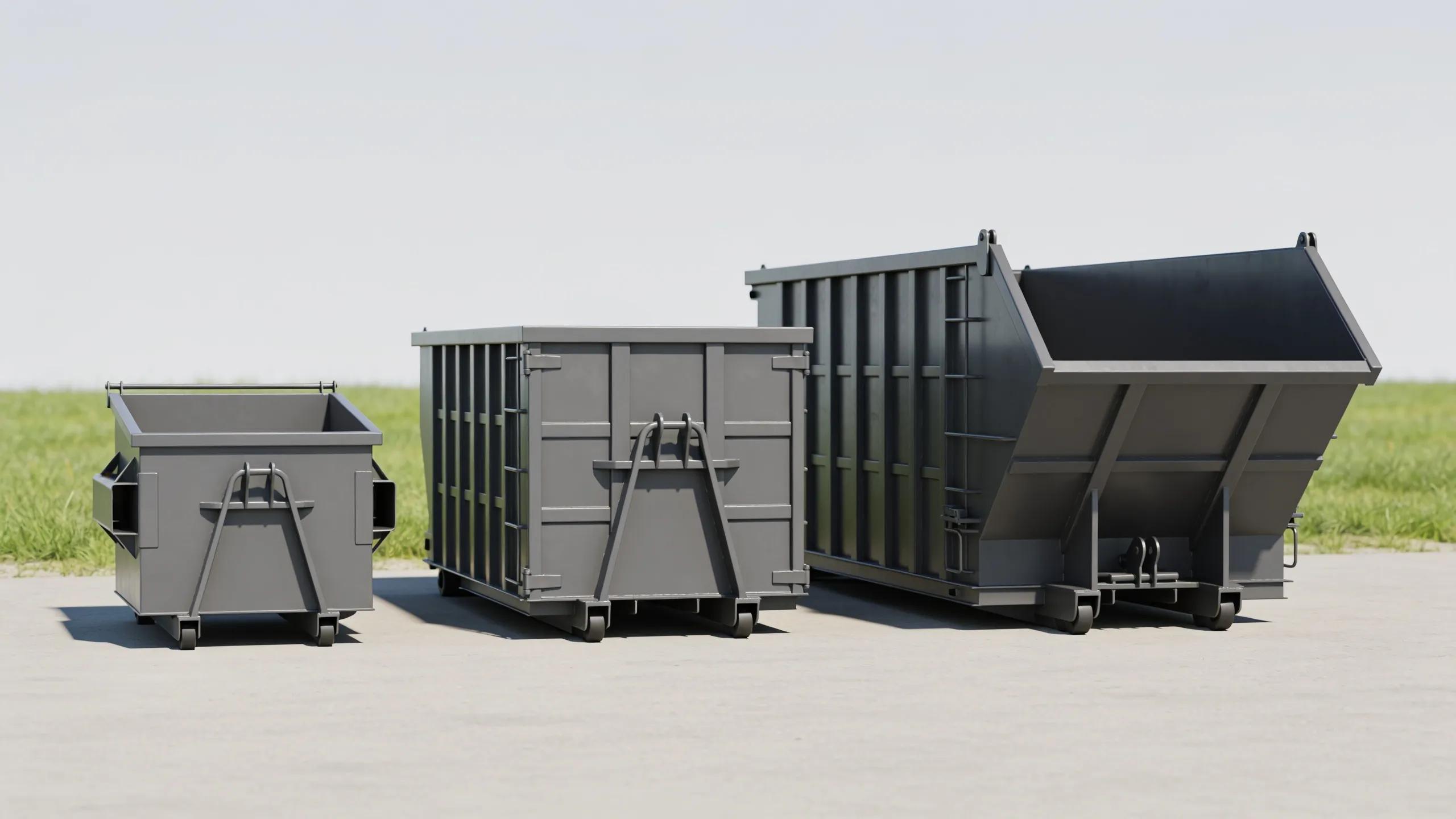 Comparison of different dumpster sizes: 10-Yard, 15-Yard, and 20-Yard for waste management