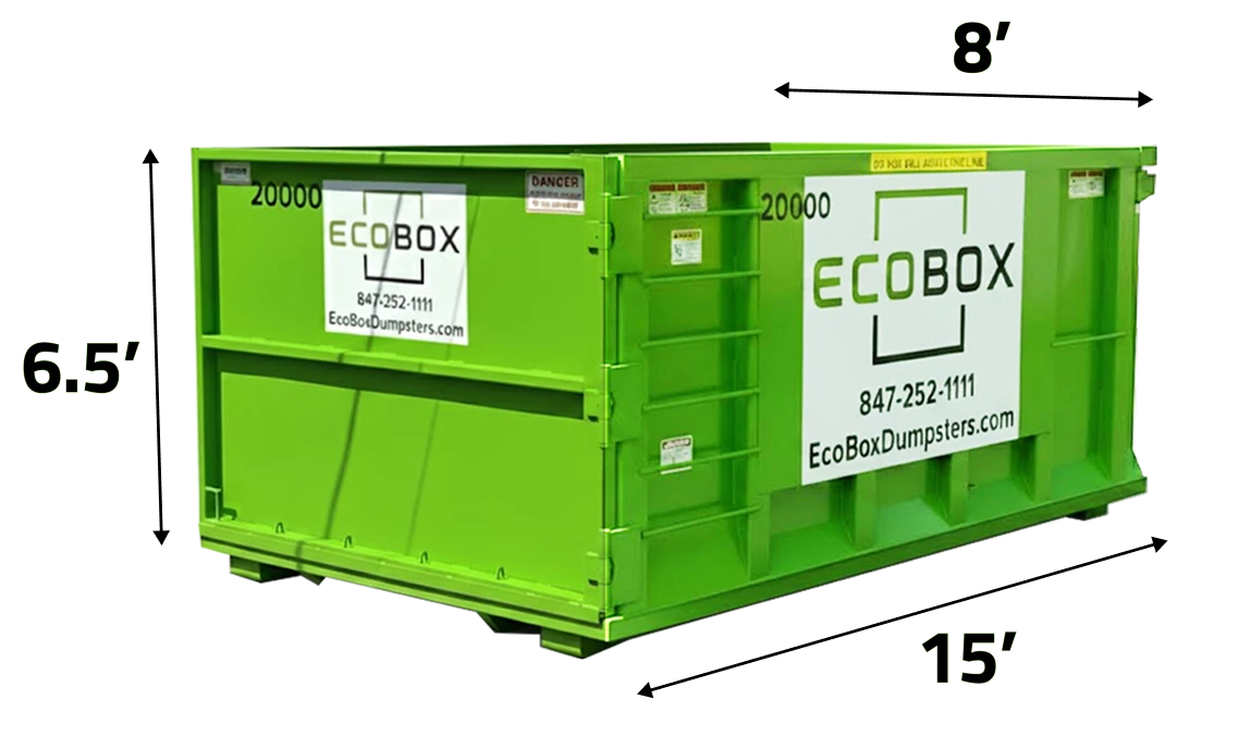 20 Yard Dumpster dimensions and capacity illustration