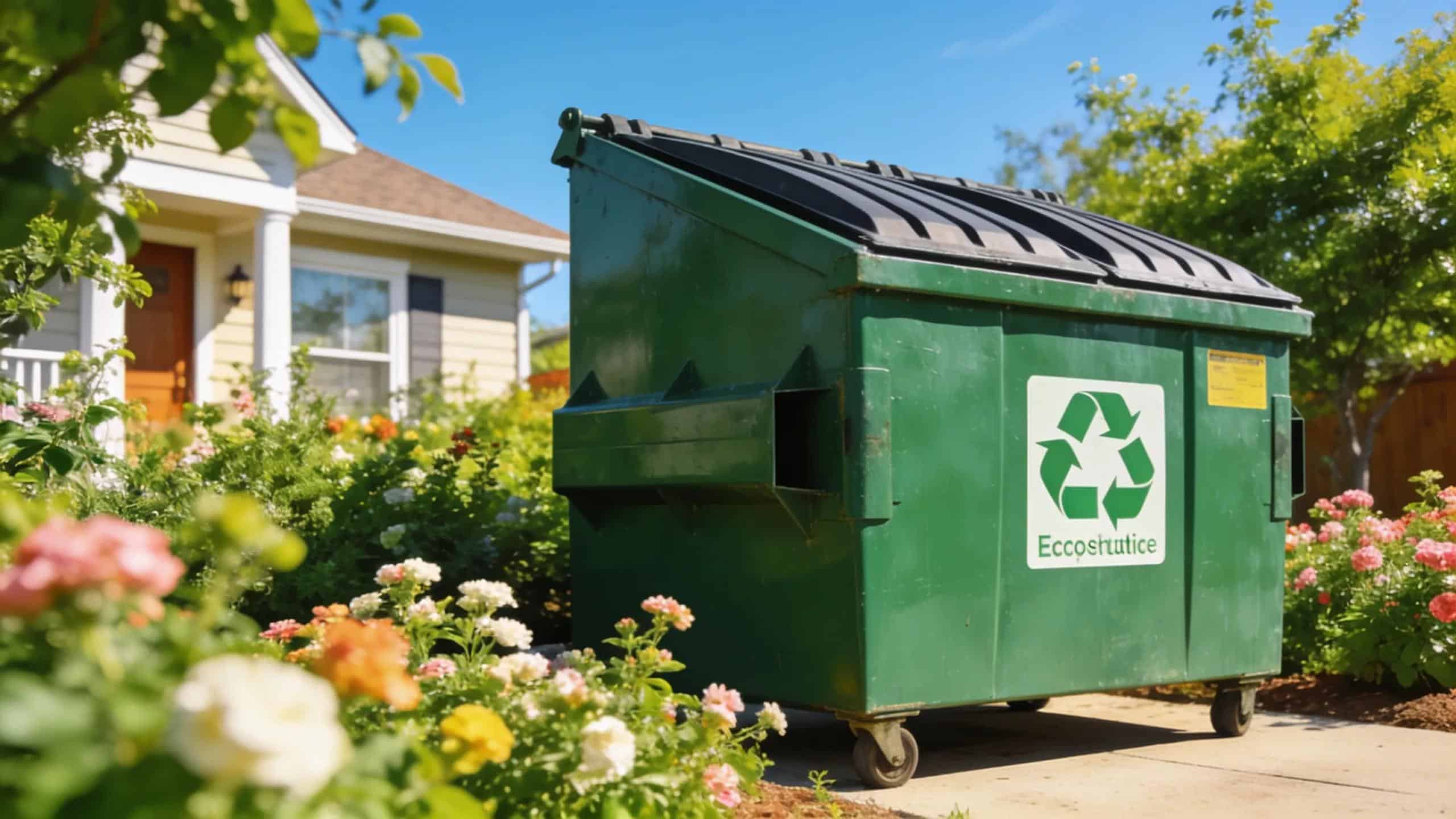 EcoBox dumpster rental in a residential area in Wauconda, showcasing eco-friendly waste solutions