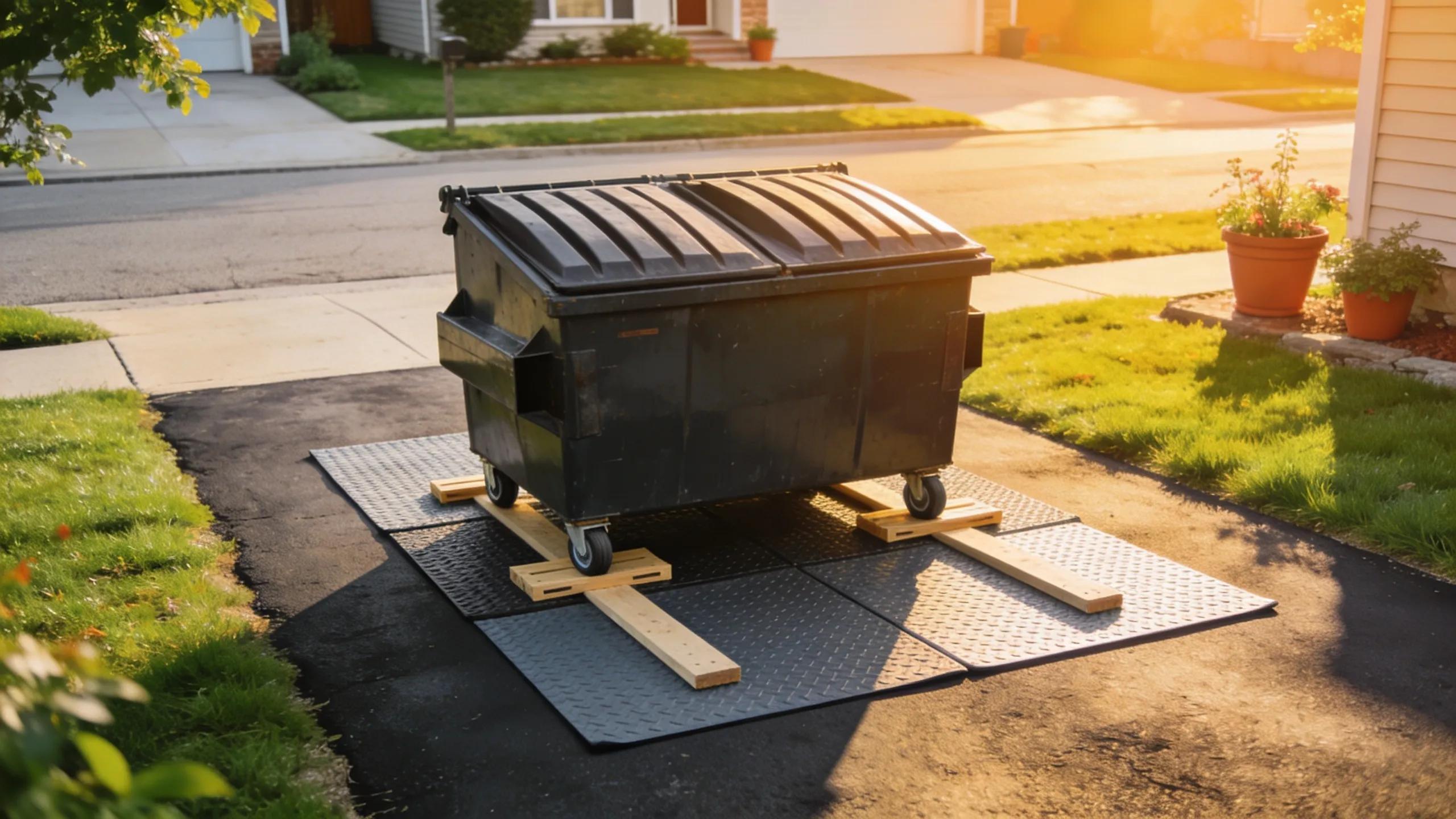 Driveway protection during dumpster rental in North Chicago