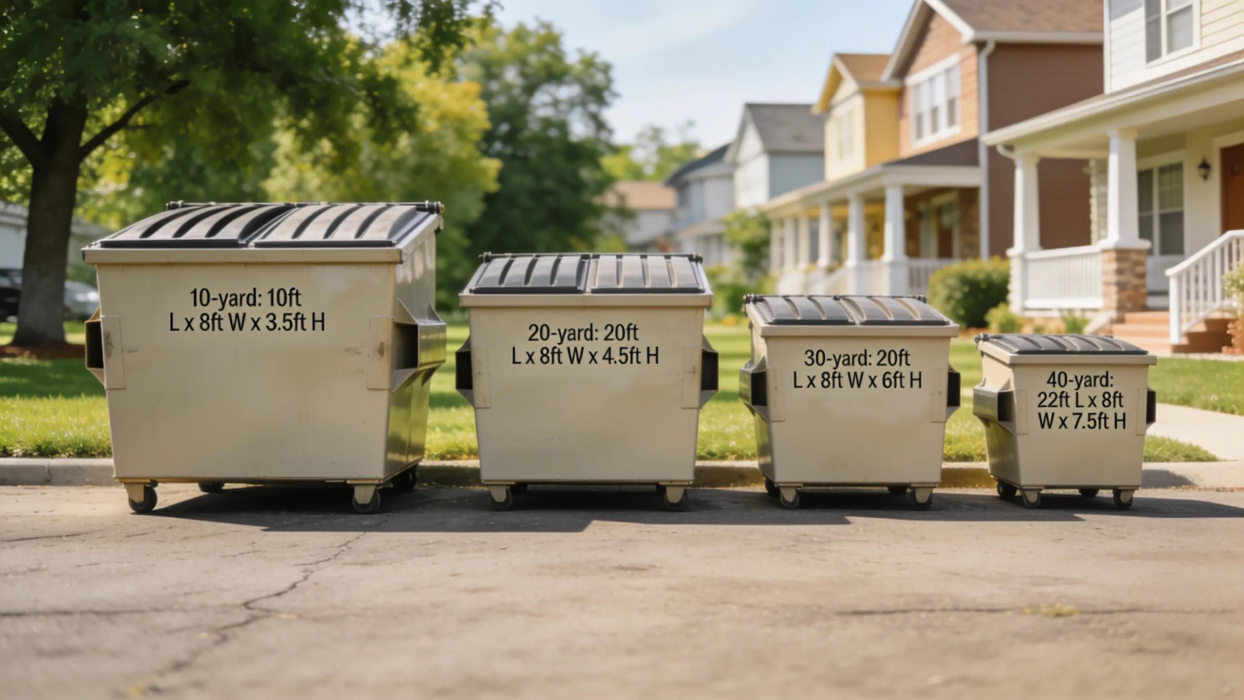 Comparison of dumpster sizes for rental in Antioch, IL, illustrating various options available