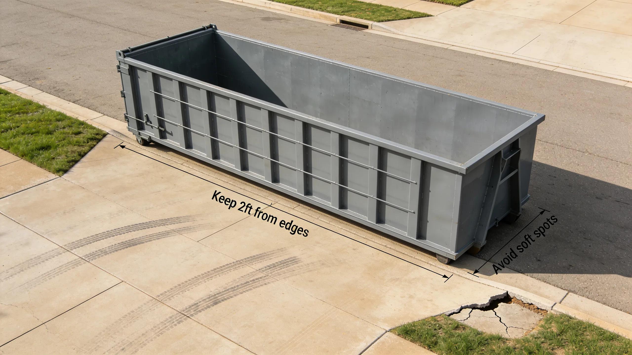 Best practices for dumpster placement on driveways