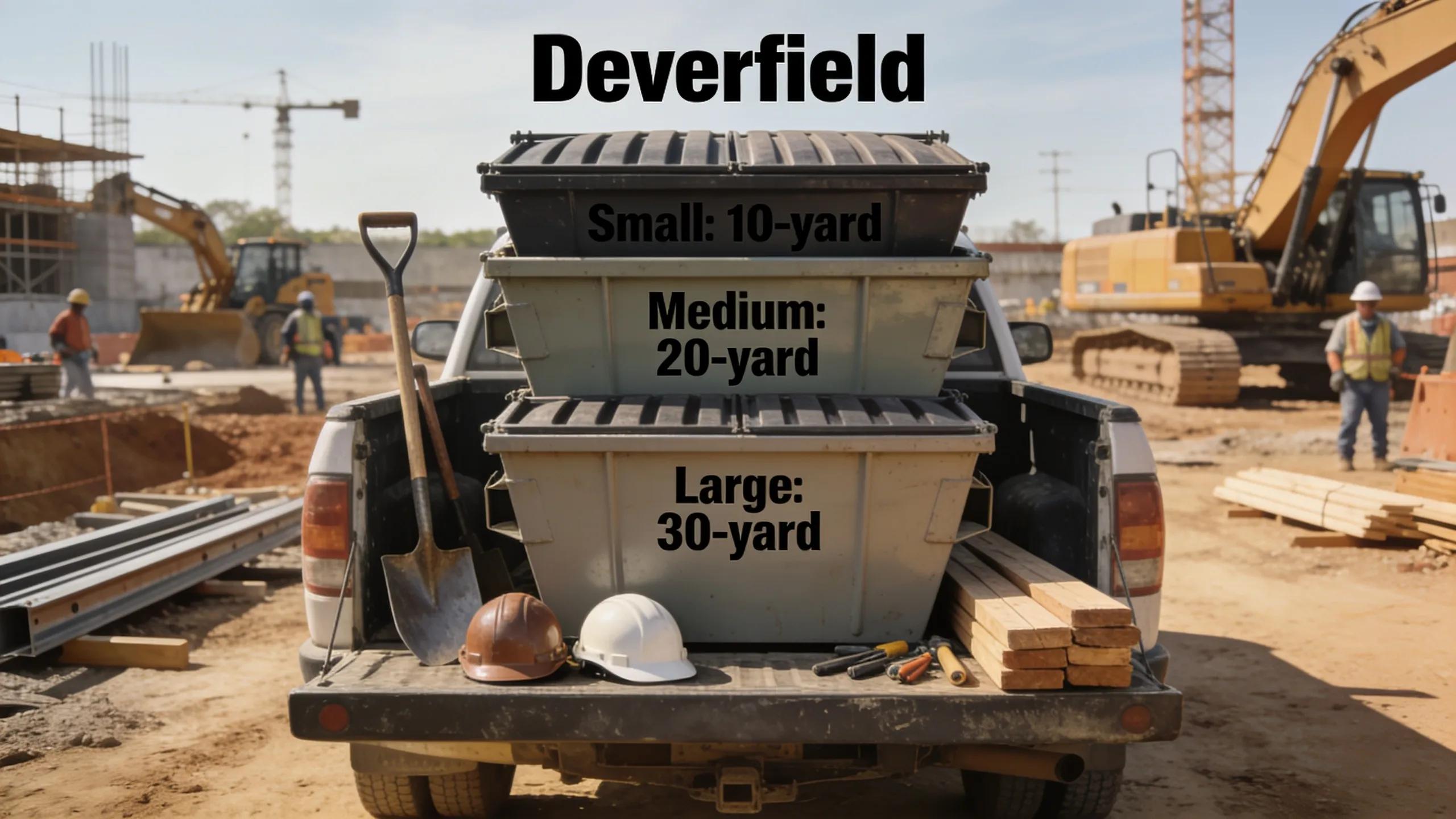 Illustration of different dumpster sizes available for rental services in Deerfield, enhancing waste management options