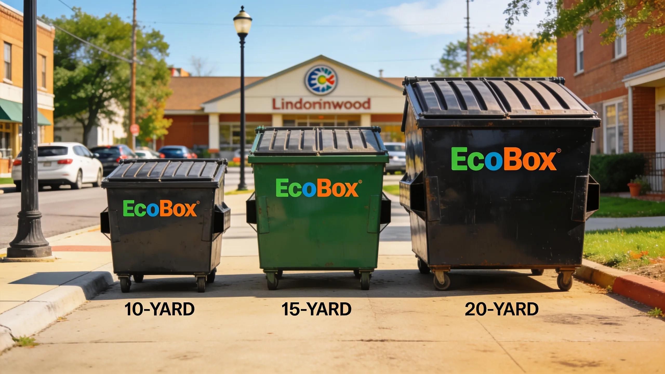 EcoBox dumpsters in Lincolnwood, IL: 10-yard, 15-yard, and 20-yard sizes.