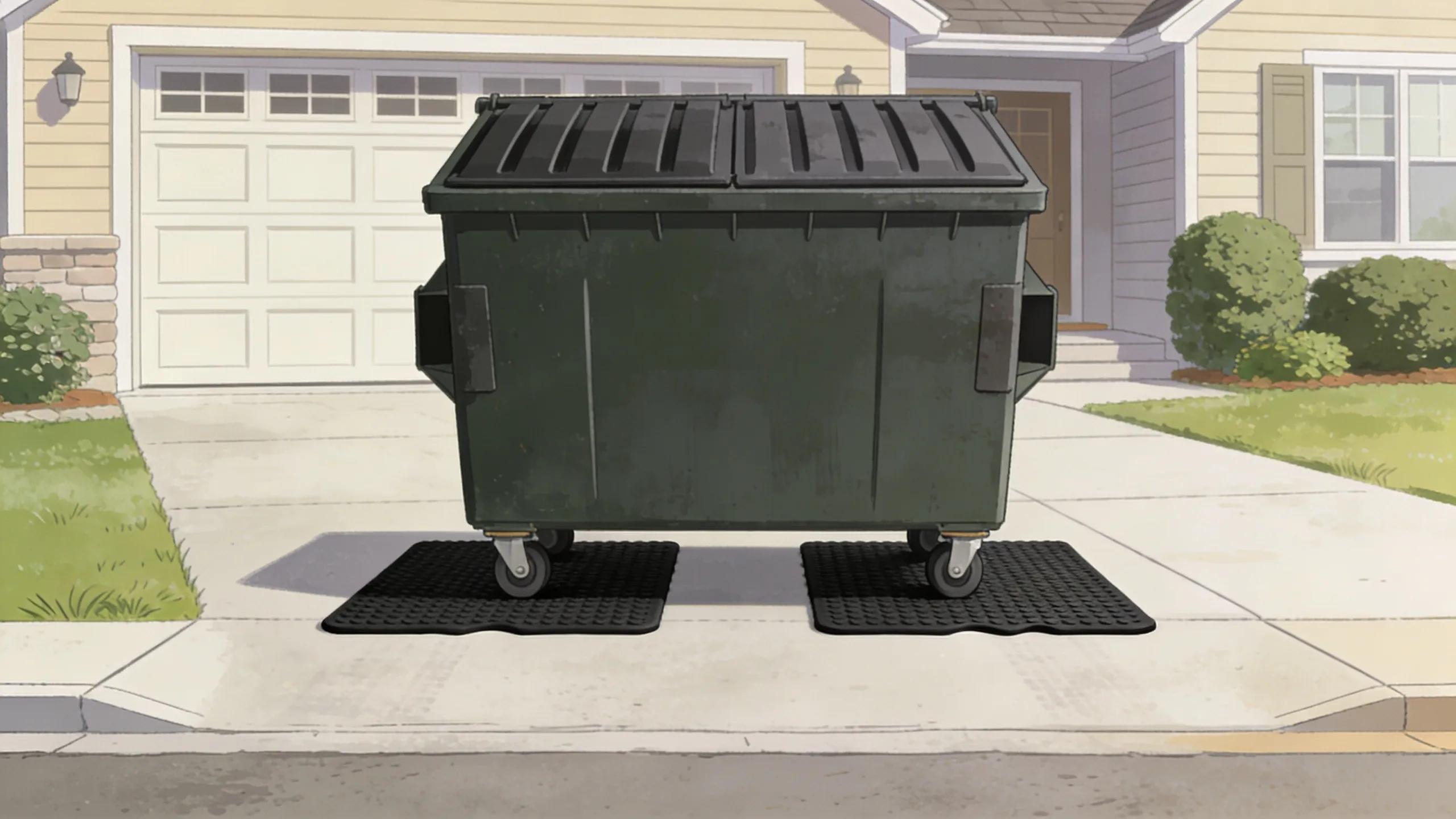 Driveway protection features for dumpster rentals in Evanston, focusing on mats and distribution techniques