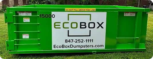 15-yard EcoBox Dumpster rental for home remodeling projects and bulky item removal