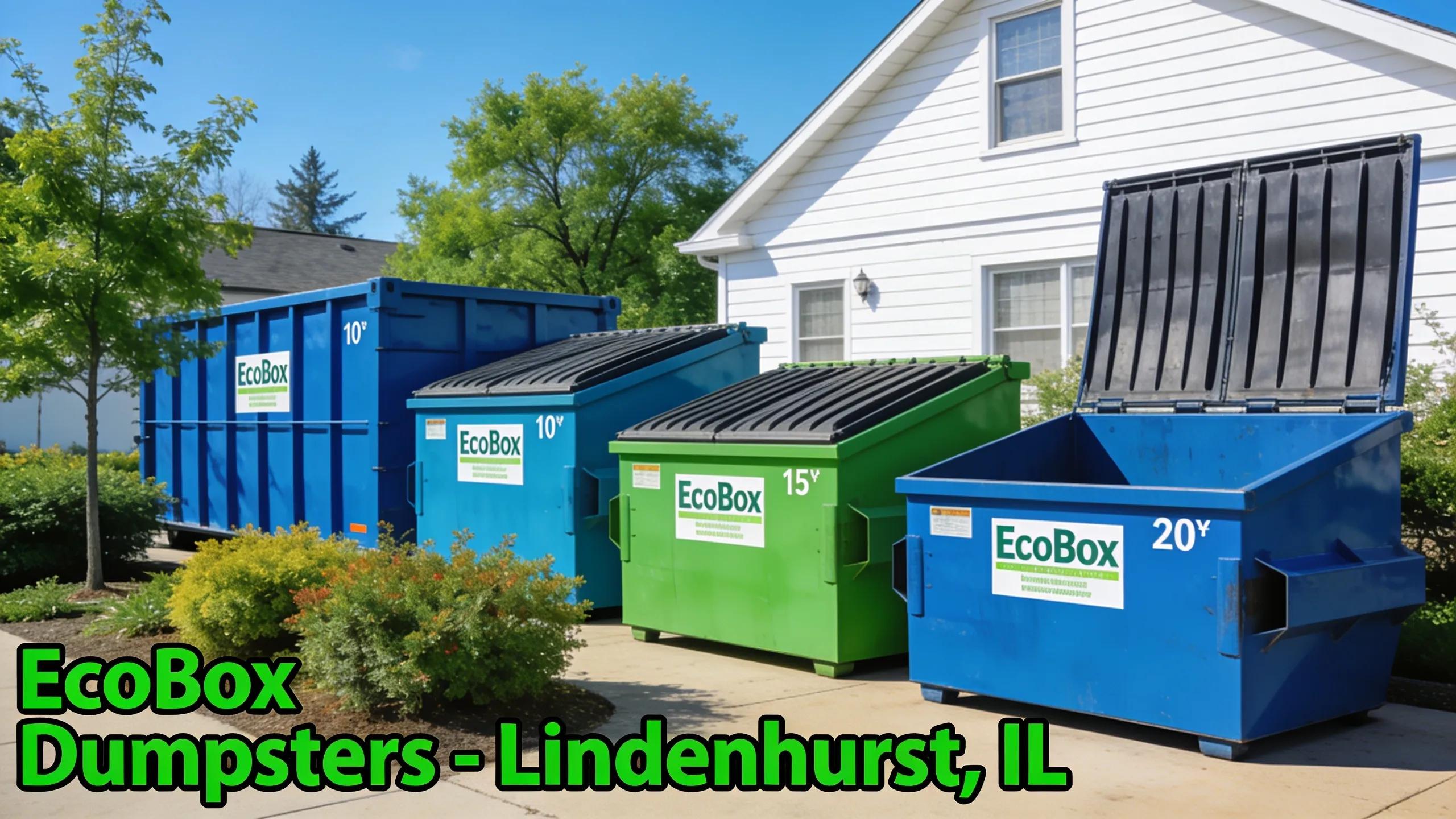 EcoBox Dumpsters showcased outside a residential home in Lindenhurst, emphasizing waste management options