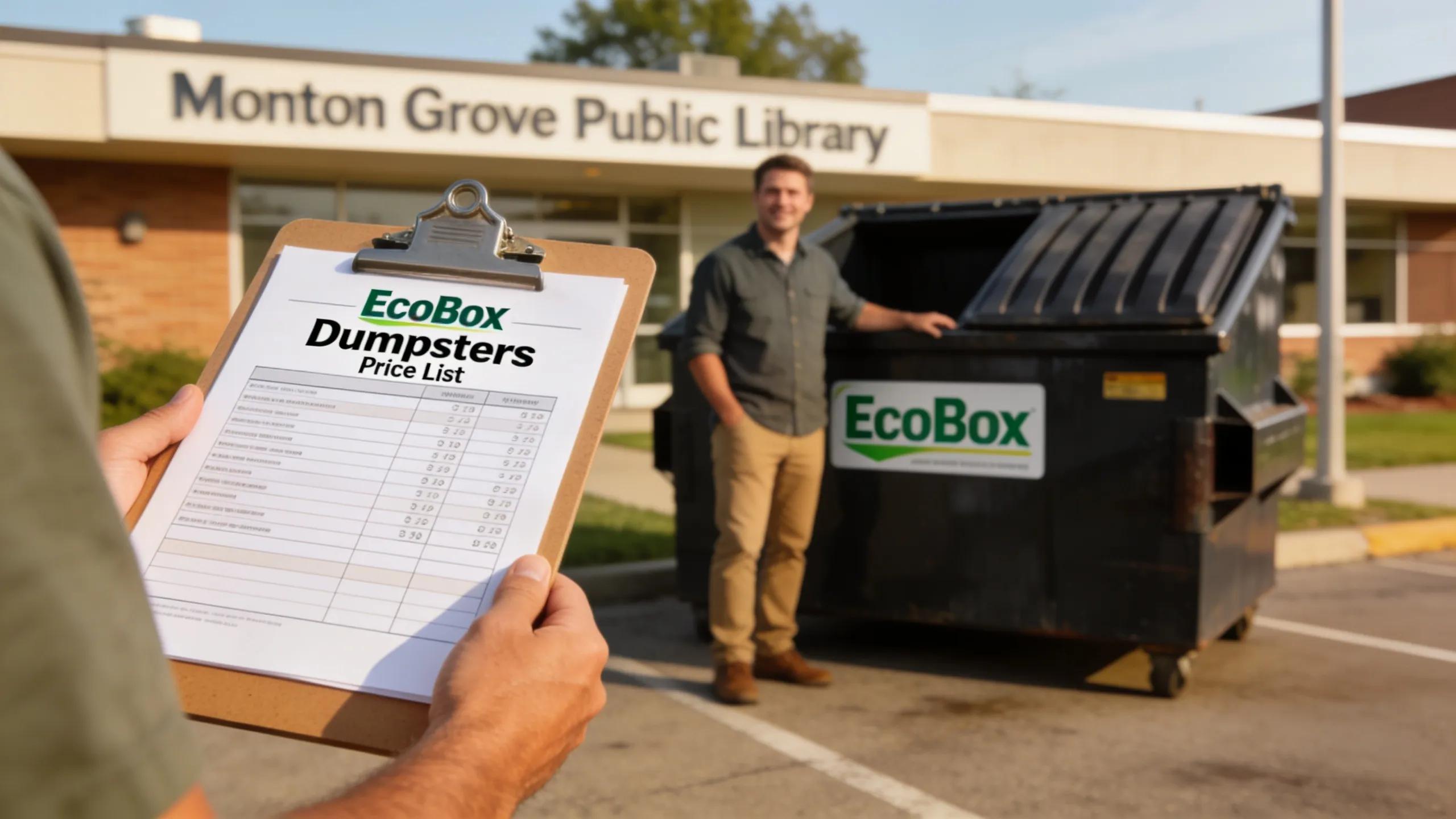 Nearby Morton Grove landmarks with EcoBox pricing details on clipboard