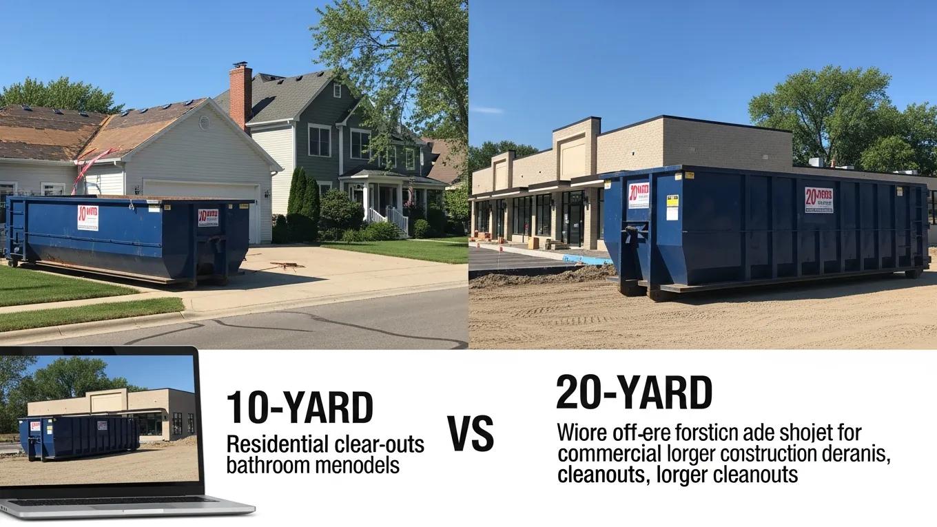 Dumpster sizes for Libertyville residential and commercial projects: 10-yard and 20-yard options.