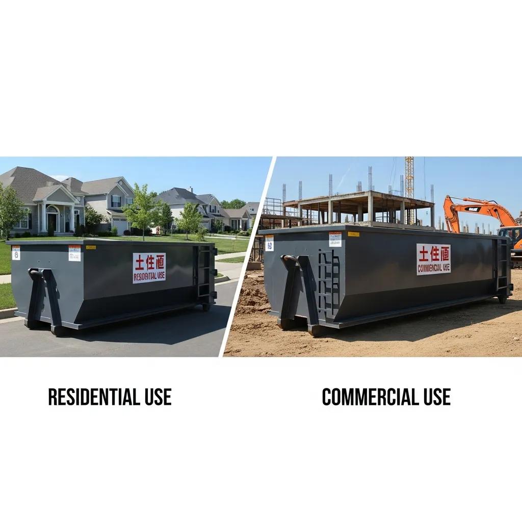 Comparison of residential and commercial roll-off dumpsters in different settings