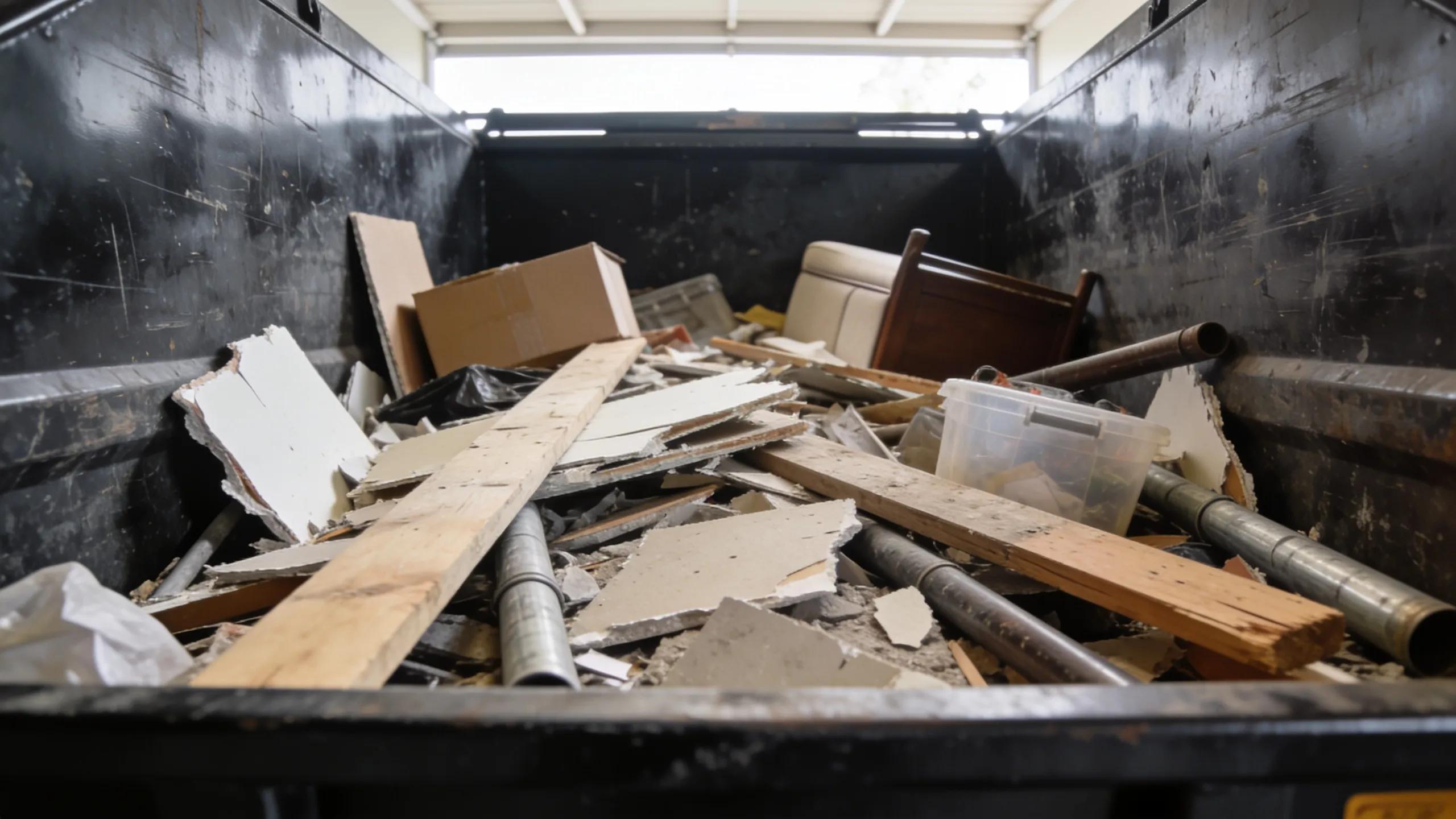 EcoBox Dumpsters roll-off dumpster filled with construction debris and household waste for Lindenhurst, IL residents.