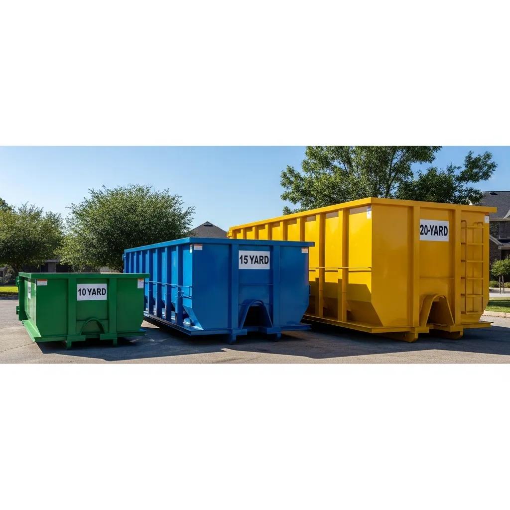 Different sizes of residential dumpsters for home projects