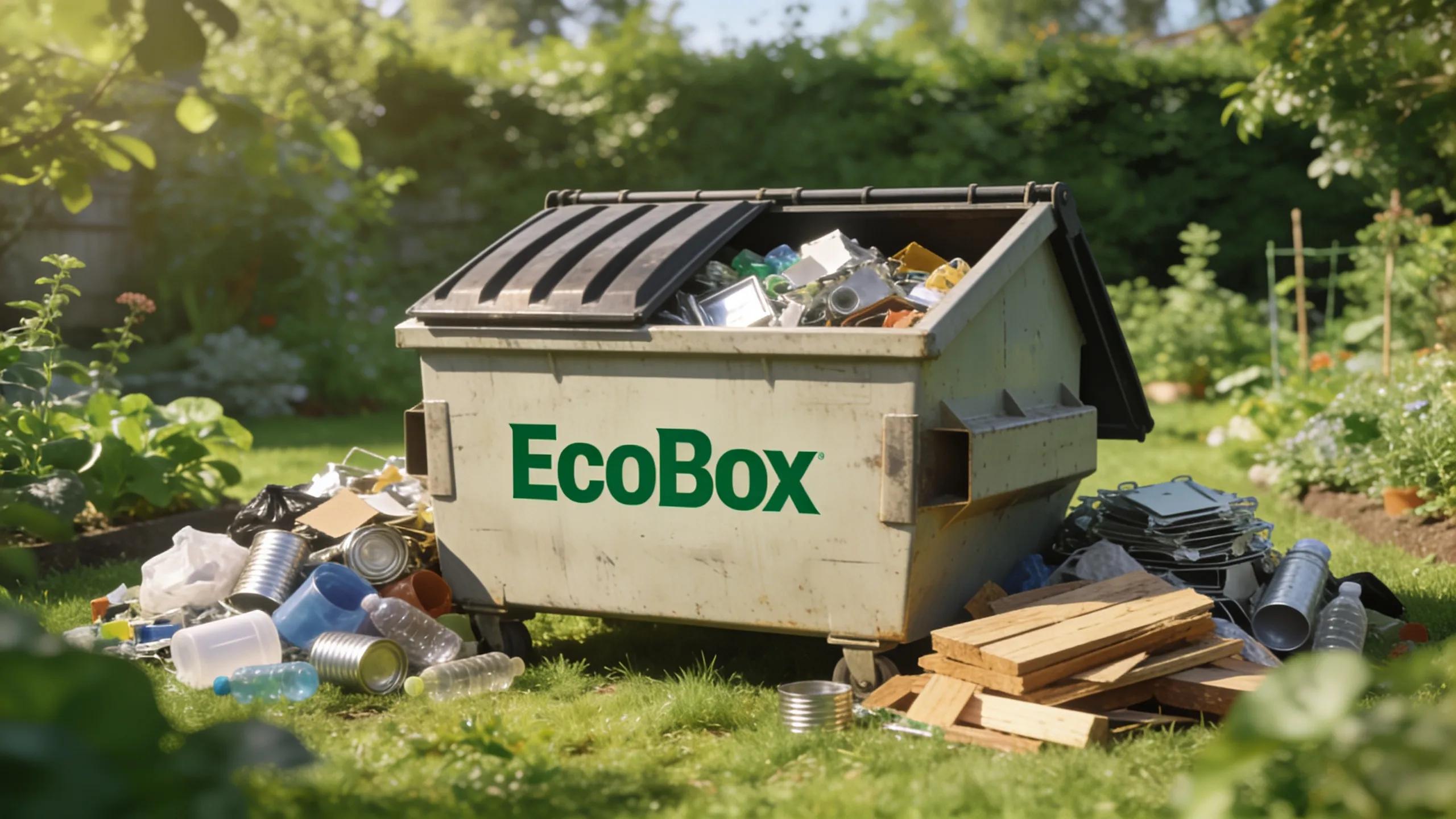 Eco-friendly waste disposal practices with roll-off dumpster and recyclable materials