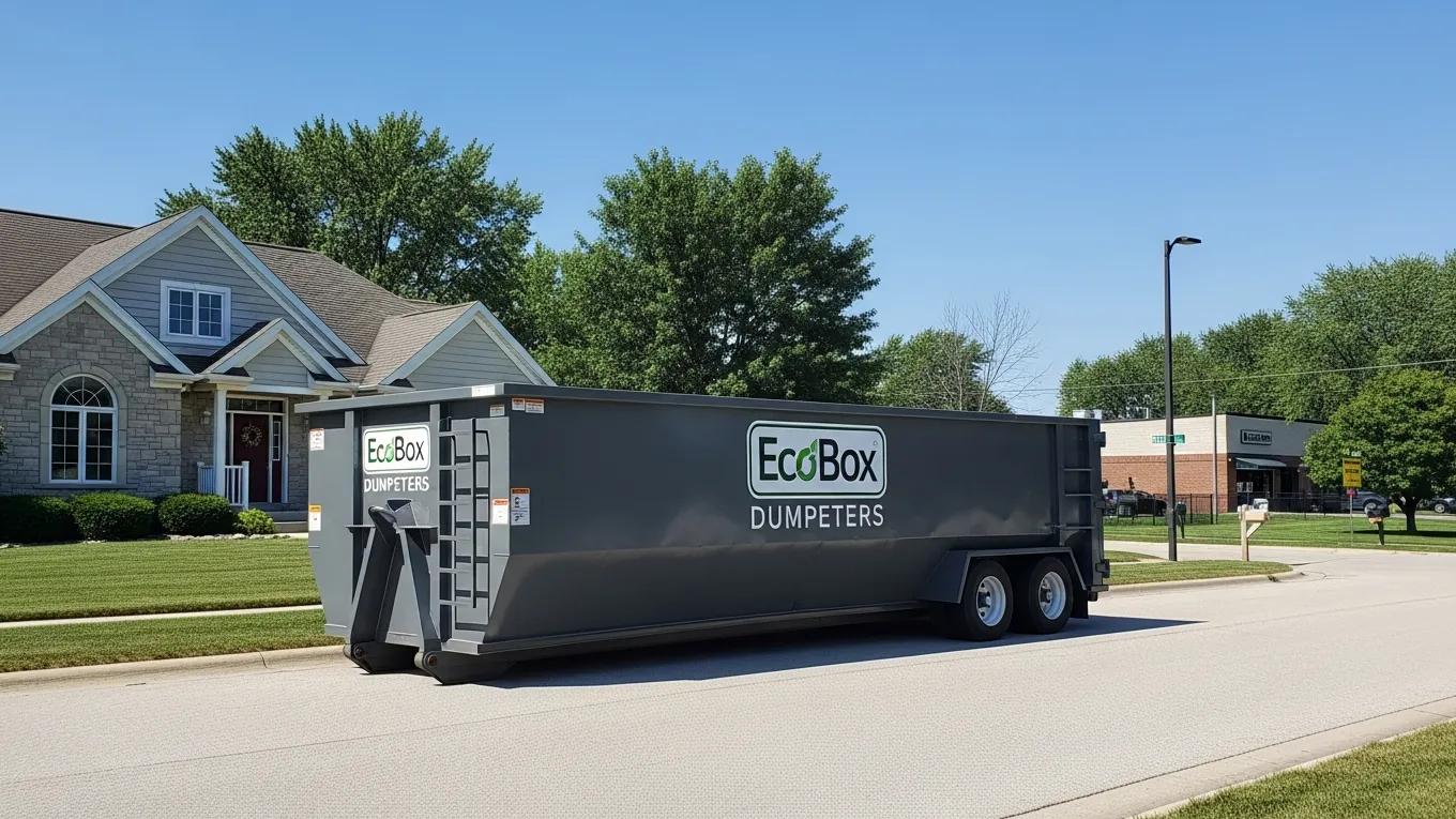 EcoBox Dumpsters roll-off container in Libertyville, IL, for residential and commercial waste solutions.