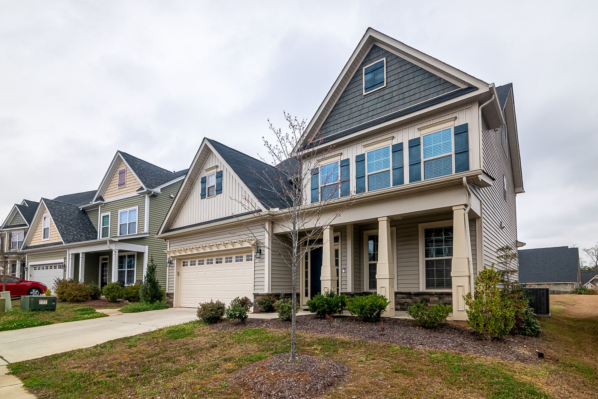 Townhome community with shared driveways and HOA considerations
